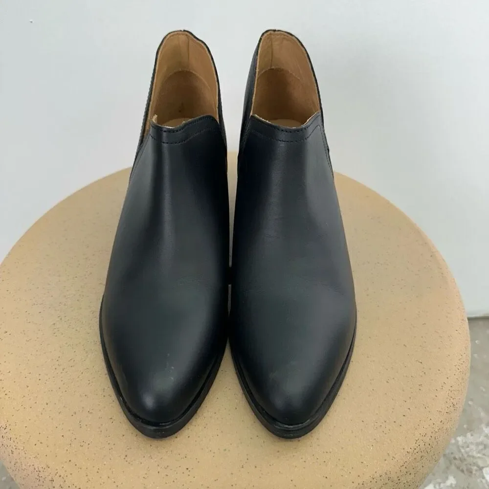 Nisolo Mia Everyday Ankle Black on Black Water Resistant Leather Stacked Heel Bo